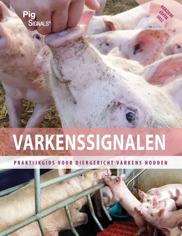 De omslag van varkenssignalen 2022 een nederlandse landbouwgids door jan hulsen en kees scheepens met varkens in natuurlijke omgeving