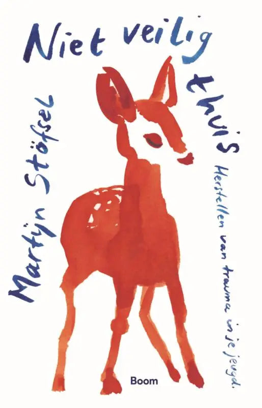 Een aquarel illustratie van een rood hert met witte stippen voor het boek veilig thuis herhalen van trauma in je jeugd