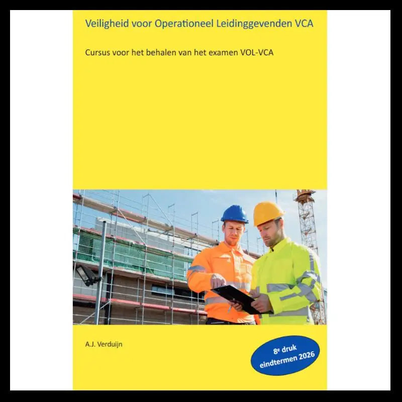 Gele training manual voor operationeel leidinggevenden vca met foto van bouwvakkers in veiligheidskleding document review