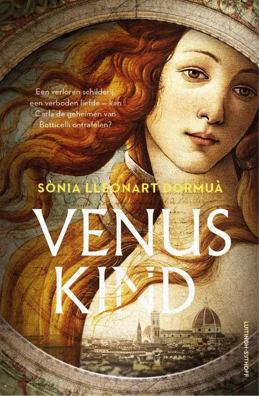 Boekcover venuskind door sònia lleonart dormuà met portret van vrouw met rood haar en florentijnse architectuur