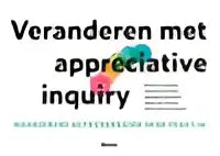 De boekcover van veranderen met appreciative inquiry toont zwarte tekst en kleurrijke overlappende vormen