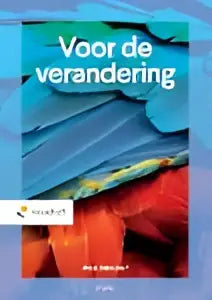 Het boek voor de verandering door joep brinkman toont witte titel op blauw met rode en blauwe golvende texturen voor doorlopend leren