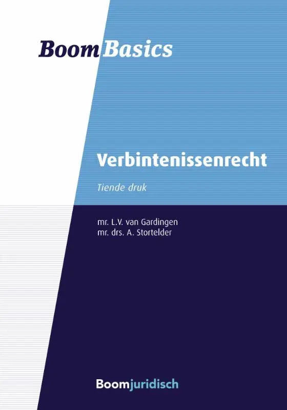 Blauwe en witte hardcover boek boom basics verbintenissenrecht door l.v. uitgegeven door koninklijke boom uitgevers