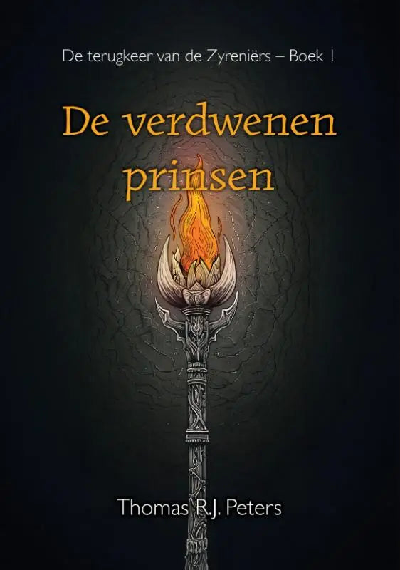 Een gedetailleerde zilveren fakkel met een brandende oranje vlam voor het product verdwenen prinsen