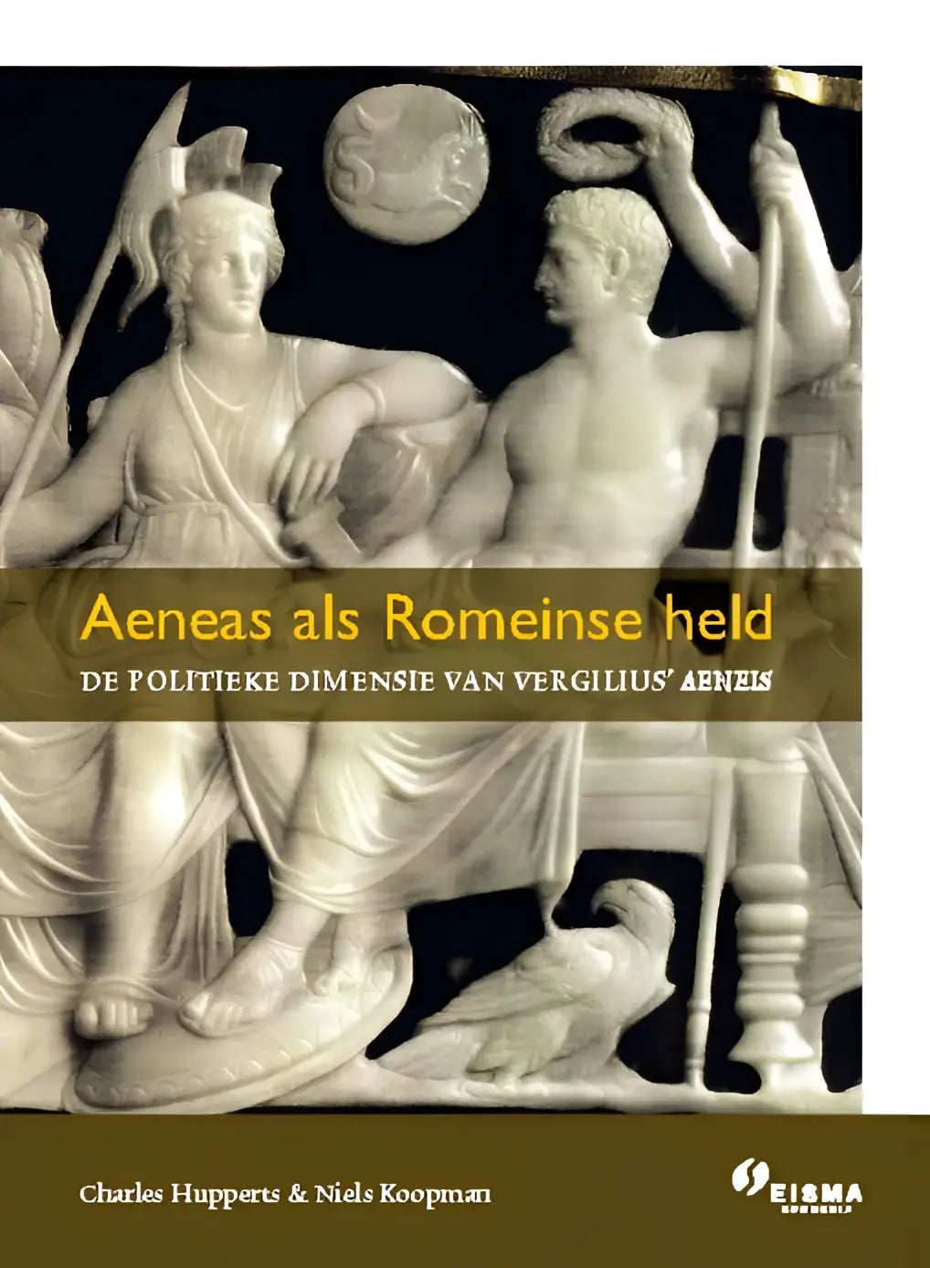 De vergilius ce latijn 2025 leerlingenboek met een monochroom reliëf van aeneas en klassieke marmeren figuren
