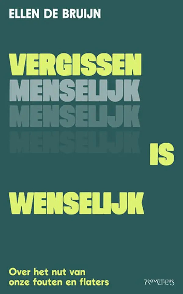 Het boek vergissen is wenselijk heeft een omslag met felgele en grijze tekst op een effen teal achtergrond psychologie algemeen