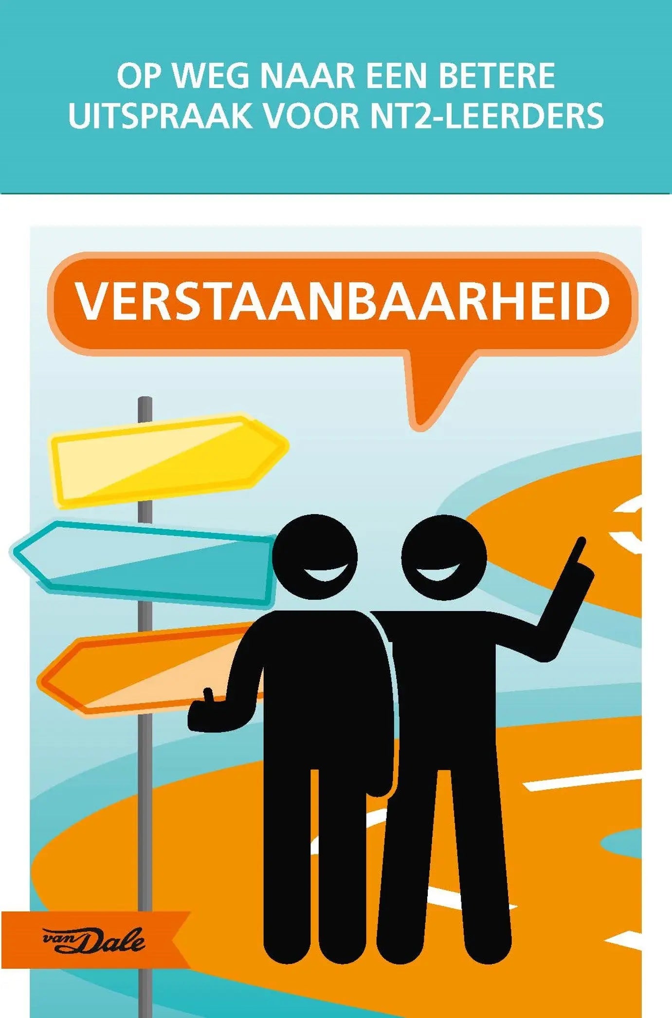 De cover van verstaanbaarheid toont een zwart stickfiguur van nt2-leerders naast een bord met kleurrijke pijlen