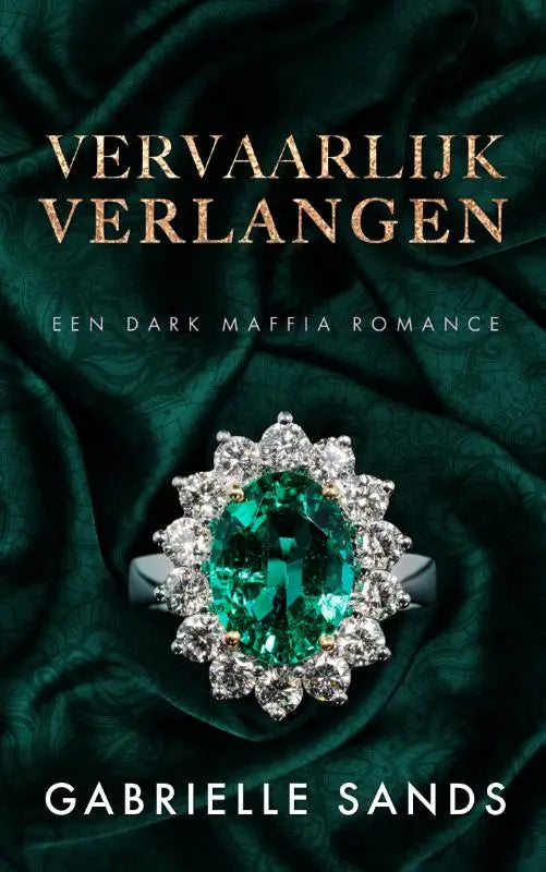 Een vervaarlijk verlangen ring van gabrielle sands met een smaragd geslepen groene edelsteen en een zilveren band voor steamy romance