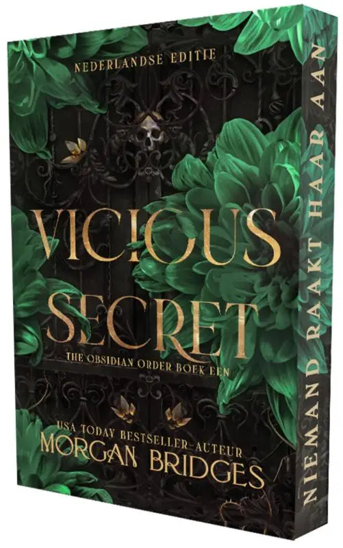 Hardcover editie van vicious secret limited edition door morgan bridges met zwart en smaragdgroen omslag en gouden letters