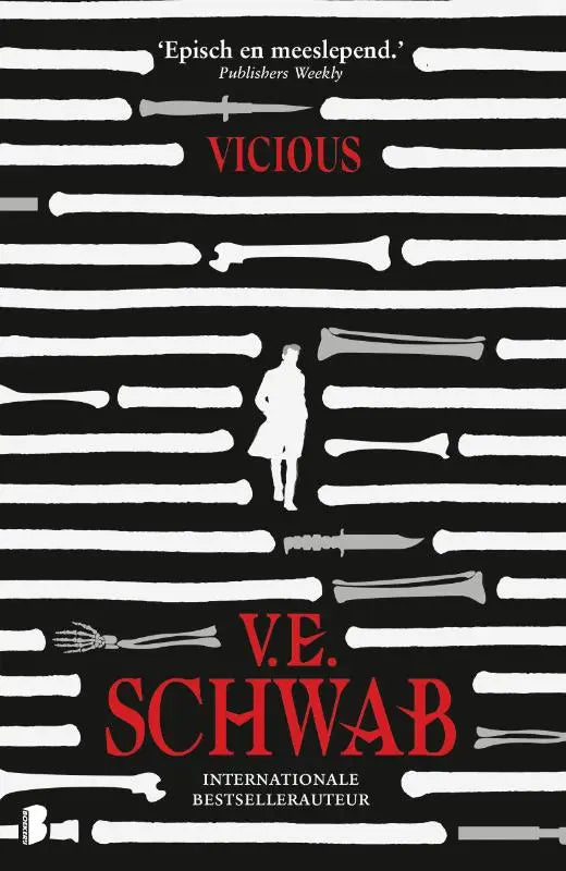 Zwarte en witte limited edition hardback boekomslag van vicious door v e schwab in het dark fantasy genre
