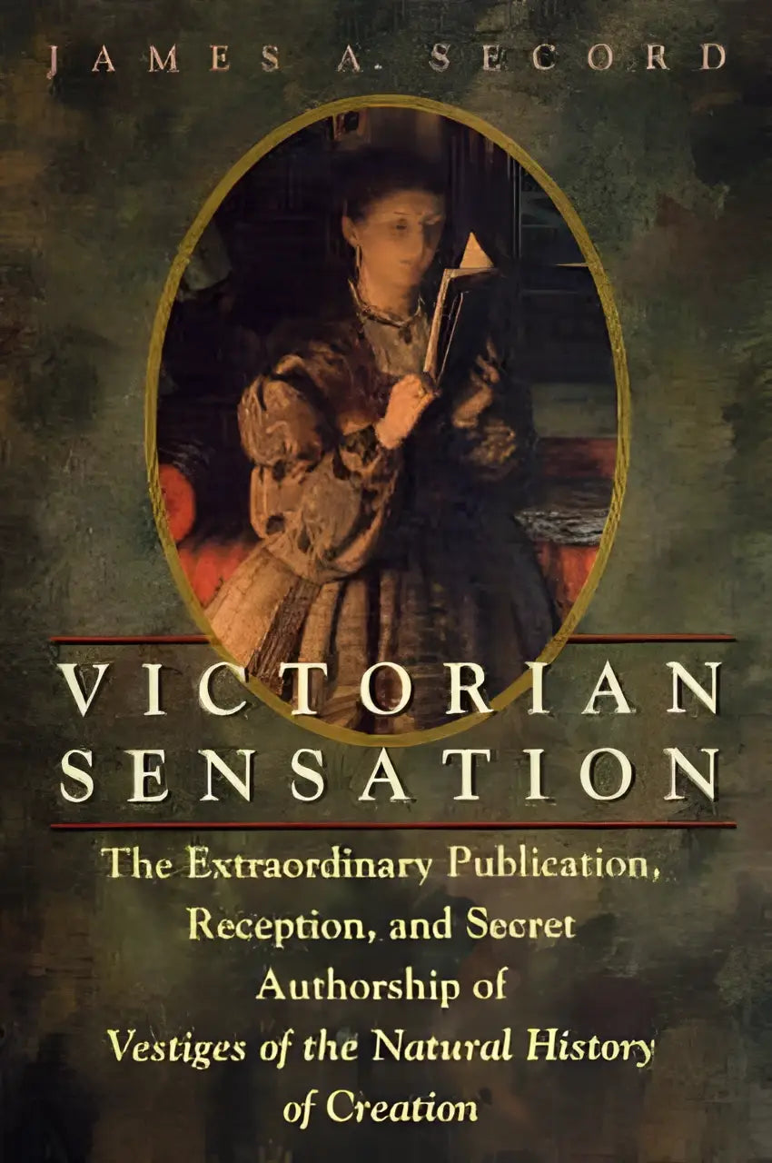 De boekomslag van victorian sensation toont een vrouw in victoriaanse kleding met een boek over the natural history