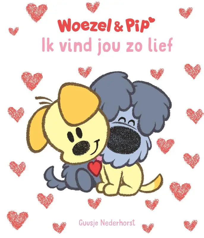 Een charmant geïllustreerd kinderboek voor jonge lezers met twee knuffelende honden op een witte achtergrond