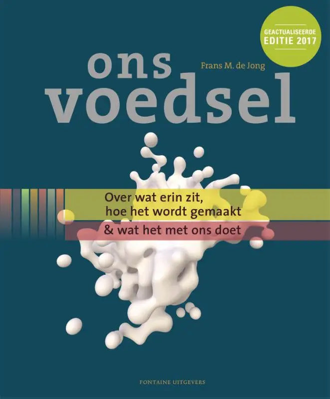 De boekcover van ons voedsel door Park Uitgevers toont de titel in grijze letters op een diepte teal achtergrond