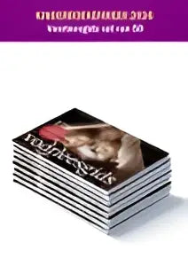 Stapel glanzende zwart-witte magazines met rood-wit omslag ontwerp van voorleesgids set voor jonge lezers kinderboekenweek 2026