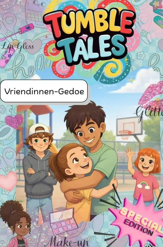 Colorful illustrated book cover for tumble tales special edition featuring cartoon characters for jonge lezers