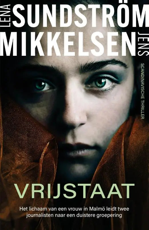 De voorkant van het boek vrijstaat door lena sundström en jens mikkelsen met een close-up van intense groene ogen