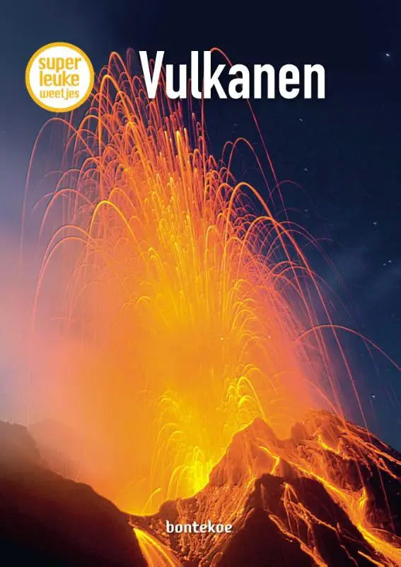 Vulkanen toont vibrante oranje en gele lava eruptie uit donkere vulkaan tegen sterrennacht door christina braun
