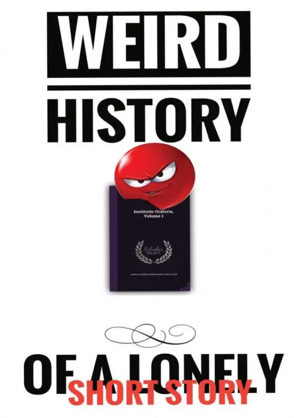Een zwart hardback boek instituio oratoria volume 1 met een glanzend rood cartoon oog voor vreemd geschiedenis en eenzame korte verhaal mensen zijn boeken