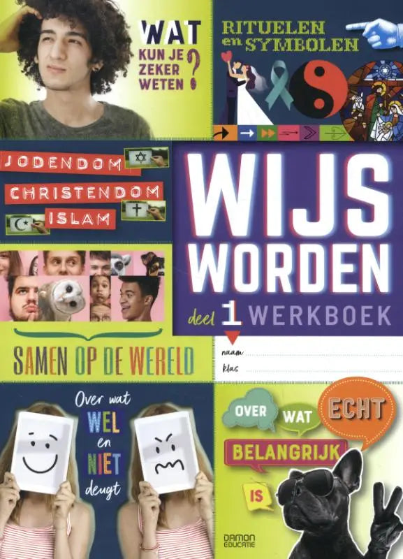 De voorkant van het wijs worden deel 1 werkboek toont witte en paarse tekst op een donkerblauwe achtergrond