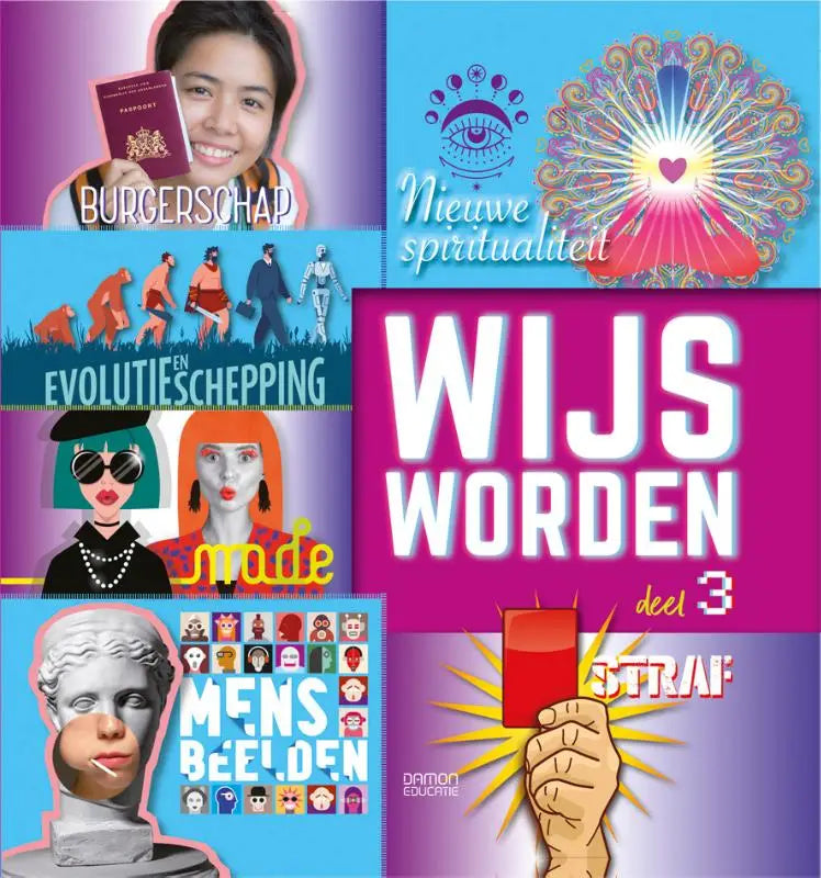 Vibrante meerbladige boekcover voor wijs worden deel 3 door daman educatie in het product wijs worden