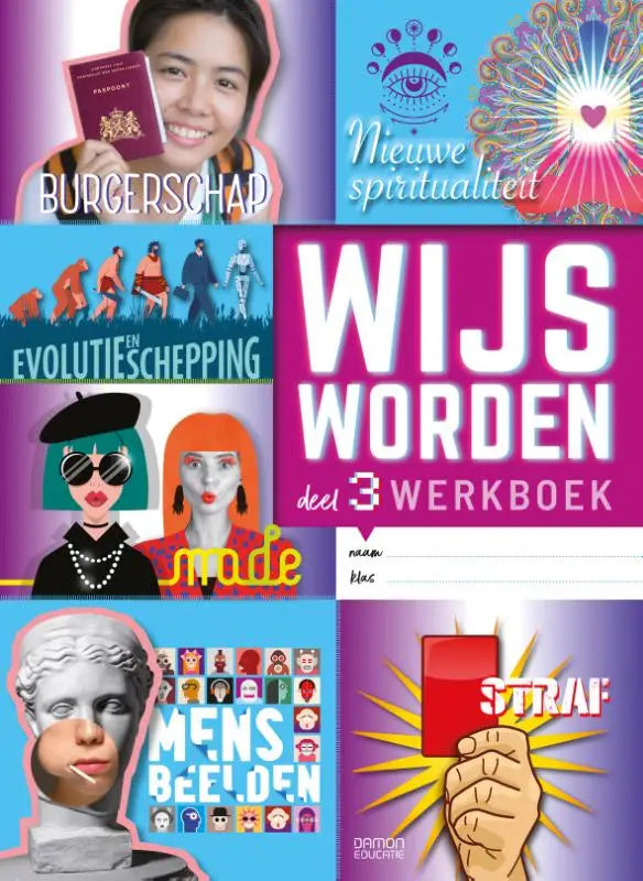 De cover van het wijs worden deel 3 werkboek toont witte tekst op paarse achtergrond met kleurrijke illustraties