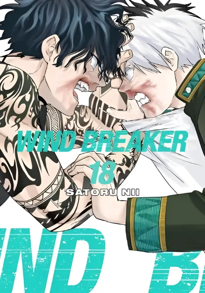 Cover van wind breaker volume 18 door satoru nii met twee personages in intense confrontatie en zwarte tatoeages