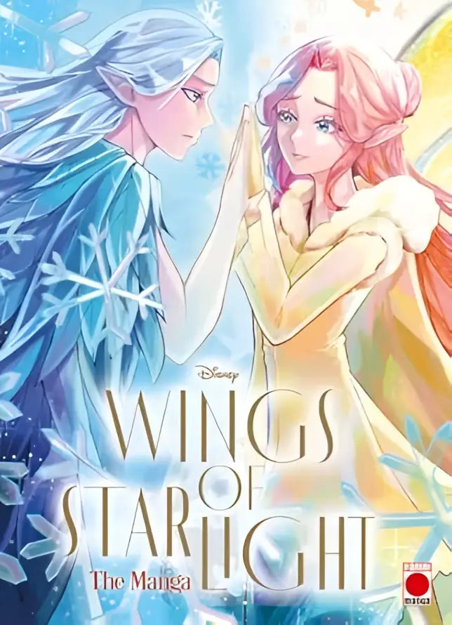De cover van wings of starlight the manga vol 2 toont twee personages in fantasy manga jurken tegen een hemelse achtergrond