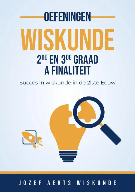 De cover van een wiskunde oefeningen boek voor 2de en 3de graad a finaliteit met oranje en blauw text