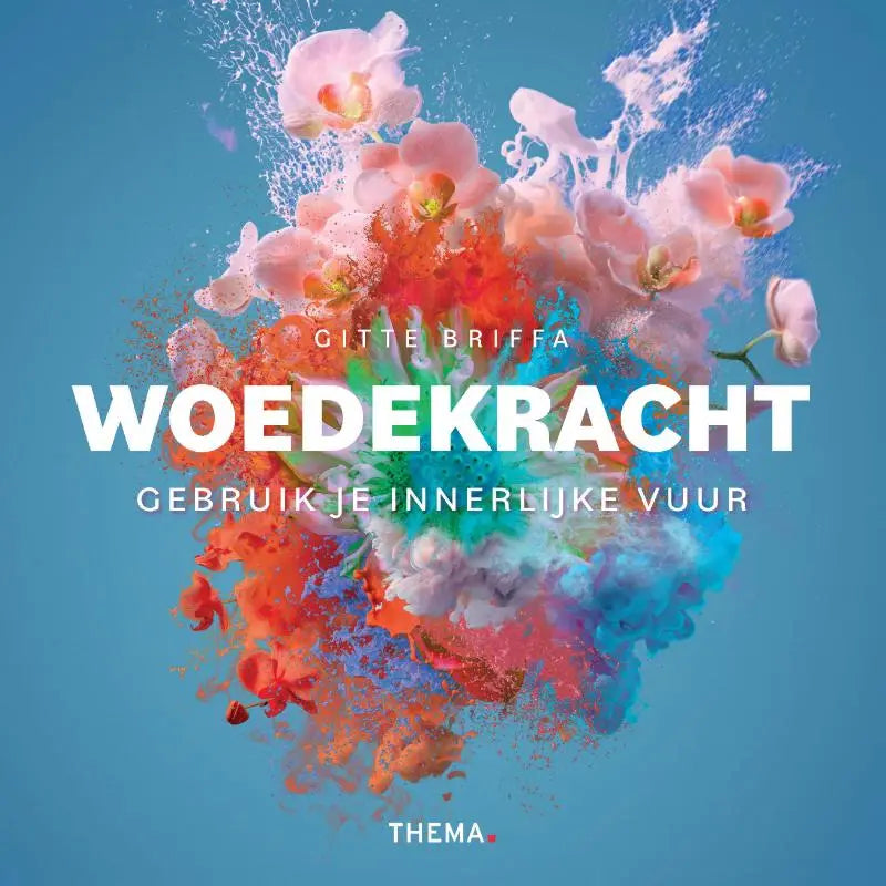 Vibrante roze orchideeën schitteren door een explosie van rood, oranje en blauw in woedekracht gebruik je innerlijke vuur
