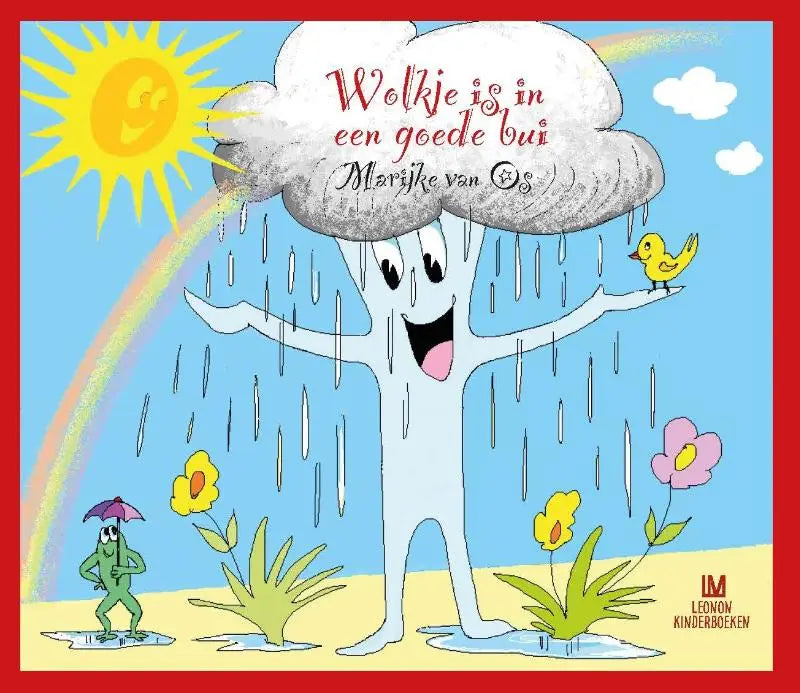 Een vrolijke wolk met een glimlach en uitgestrekte armen die regen geeft in een goede bui ontwerp