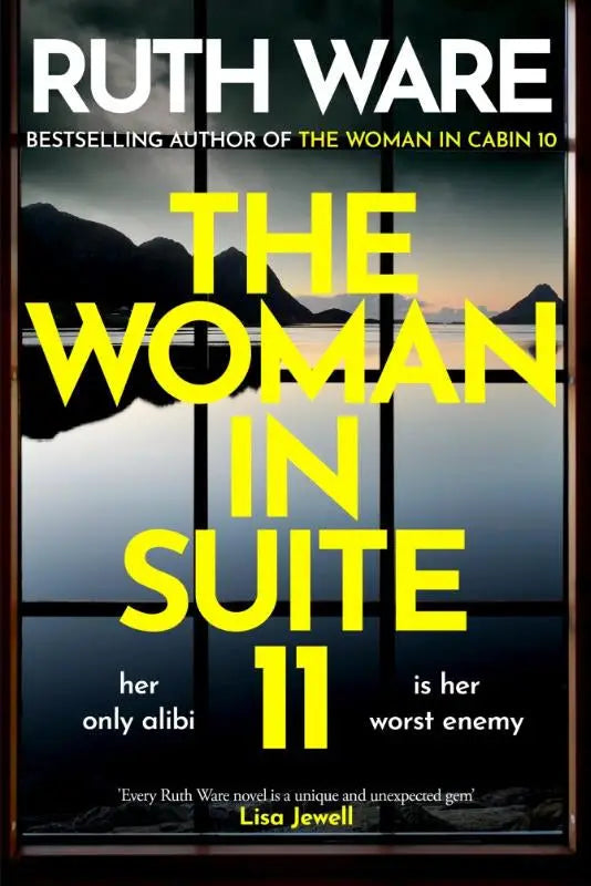 De vrouw in suite 11 thriller boek met gedurfde gele tekst en silhouetten, een film met keira knightley nu een netflix hit