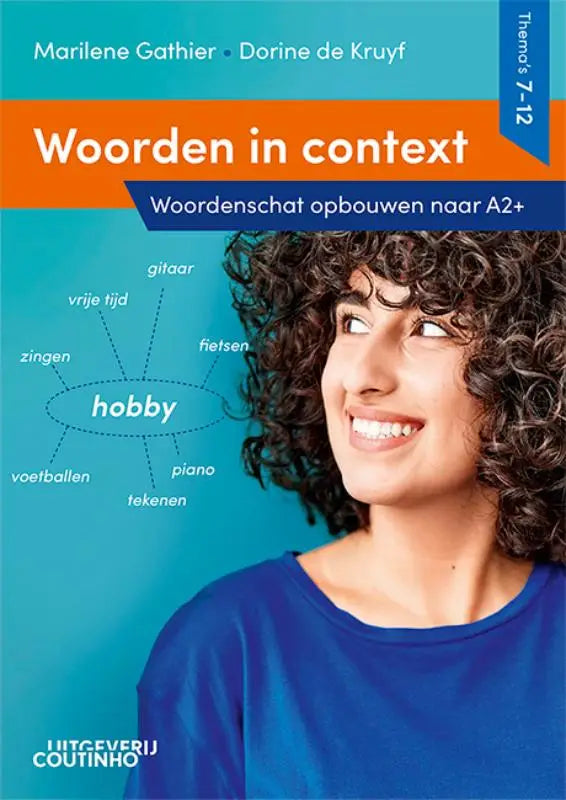 Blauwe katoenen top met ronde halslijn uit de collectie woorden in context