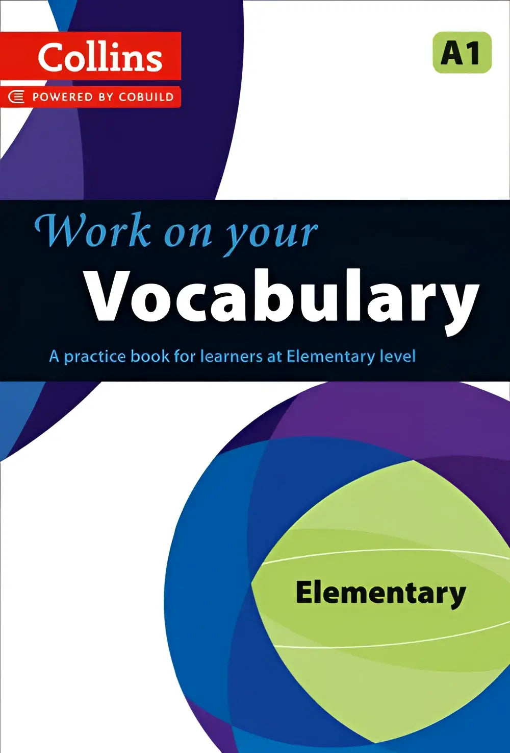 Collins work on your vocabulary elementary a1 oefenboek met modern geometrisch ontwerp in paars blauw en groen
