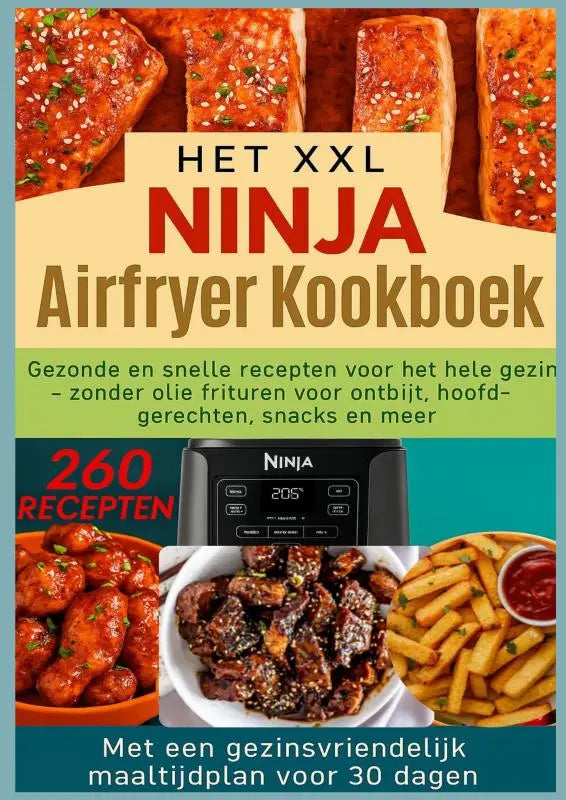Zwarte xxl ninja airfryer met digitaal display en bedieningsknoppen voor gezond frituren zonder olie