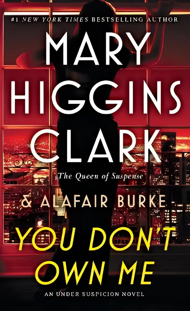 De boekcover van you dont own me toont witte en gele tekst tegen een donkere stadsachtergrond voor het under suspicion novel