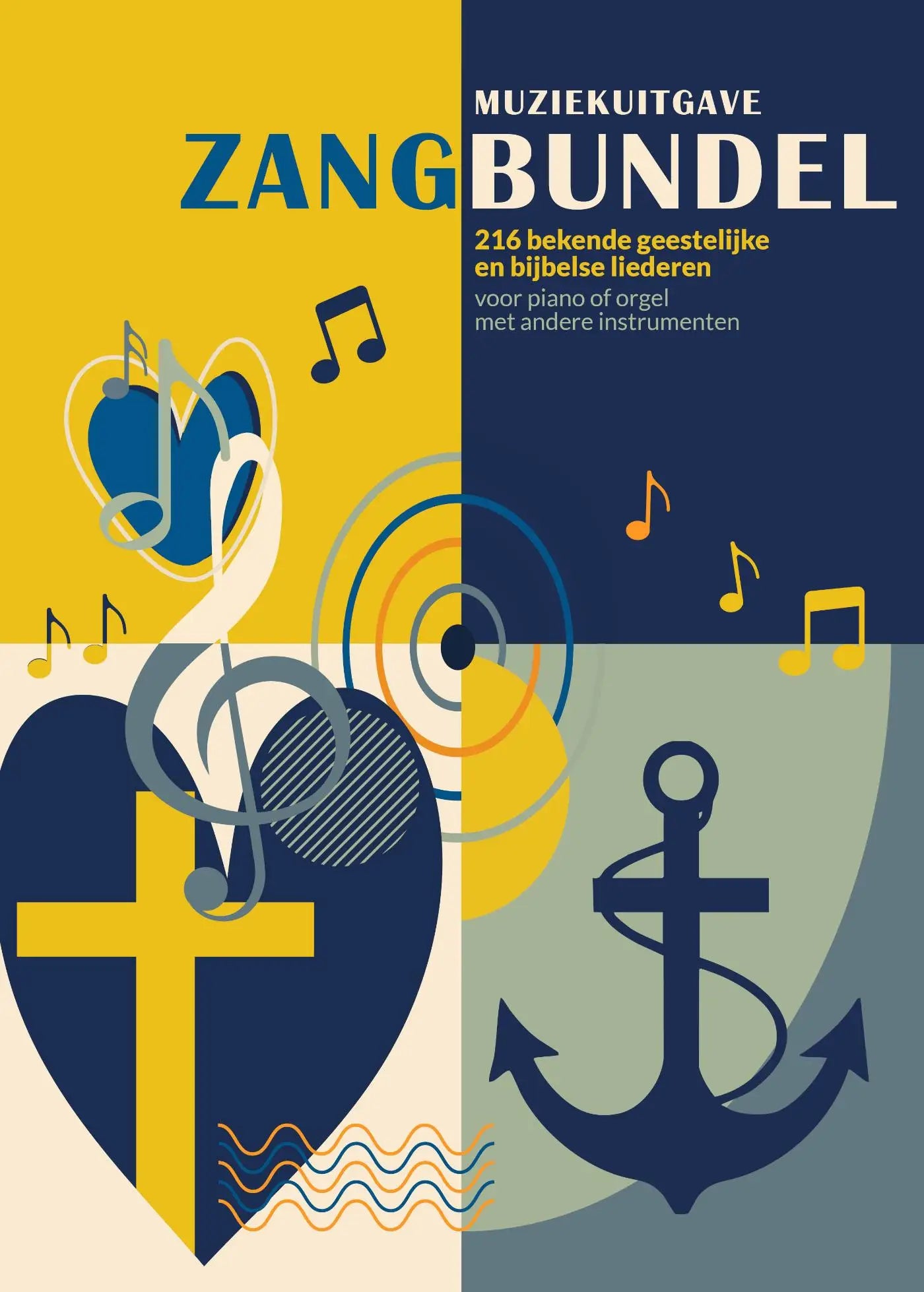 Zangbundel muziekuitgave - 216 bekende geestelijke en bijbelse liederen voor piano of orgel met andere instrumenten
