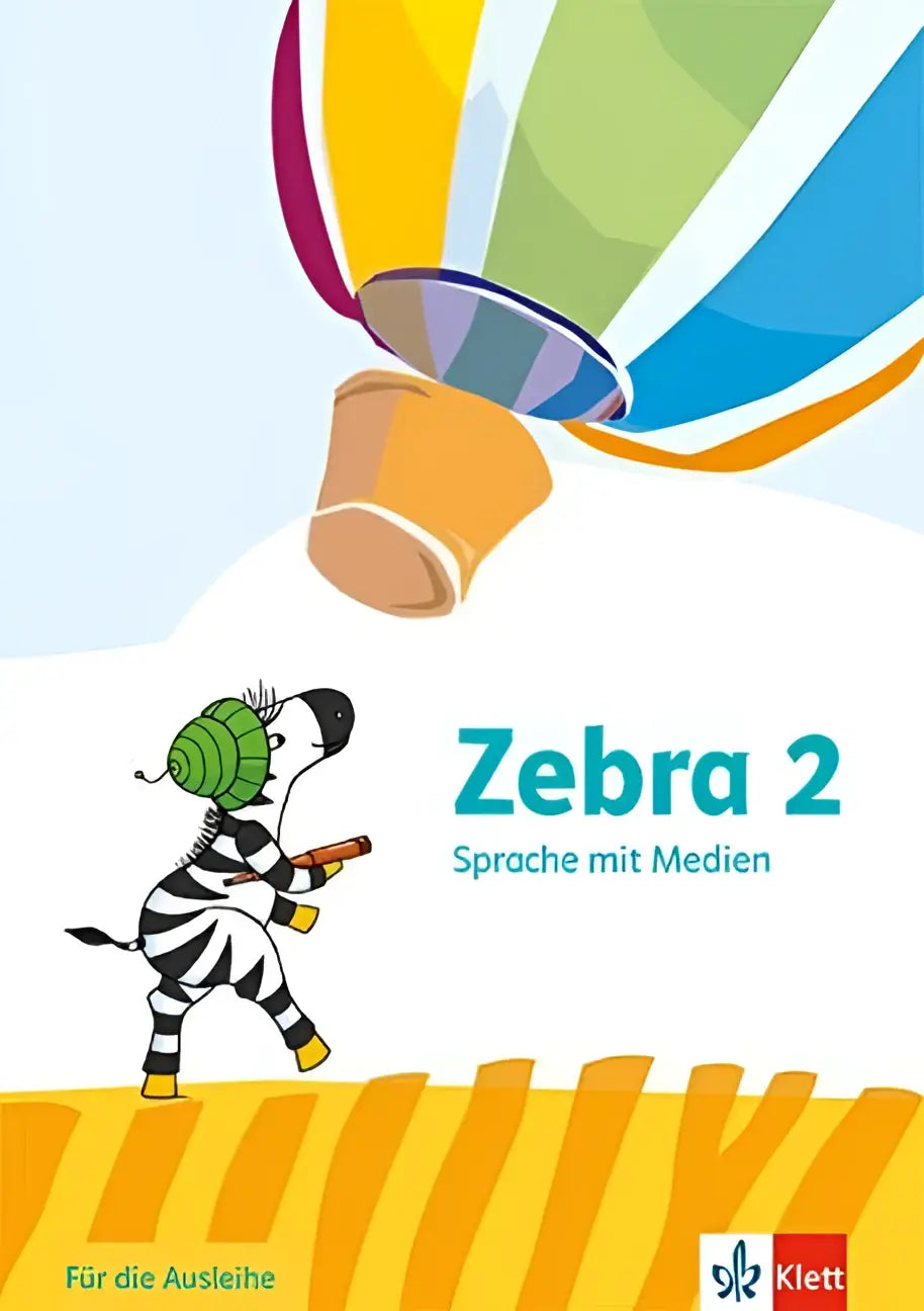Kleurig arbeitsheft sprache mit media voor kinderen klasse 2 met cartoon zebra en groene koptelefoon
