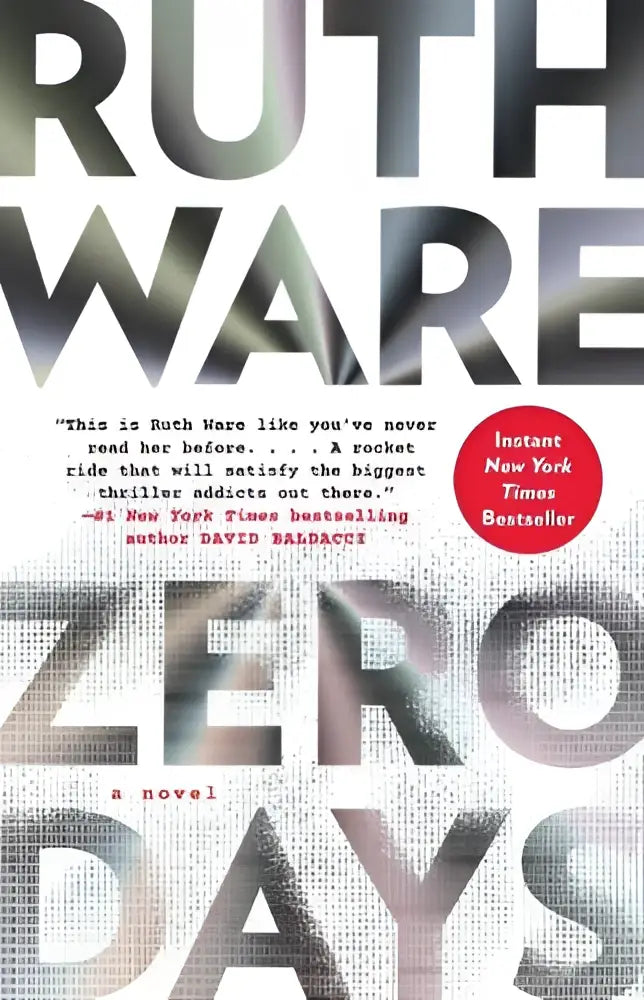 De boekomslag van zero days toont zilverkleurige letters en een rode bestsellerzegel op een grijze achtergrond