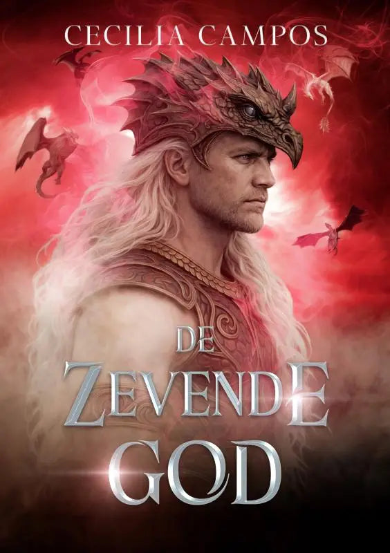 Dragonhoof helm de zevende god met ingewikkelde metalen details en donkere verweerde afwerking