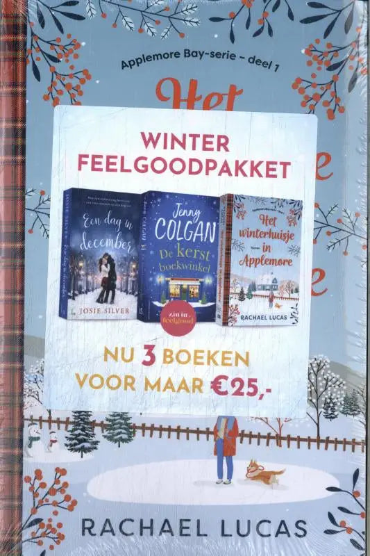 Winter-themed boekpakket zif kerstpakket audax met drie romans, sneeuwachtige omslagen en feestelijke illustraties