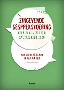Groene ronde sticker met witte tekst op zingevende gespreksvoering van marjoleine vosselman koninklijke boom uitgevers