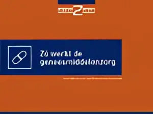 Een blauw rechthoekig banner met witte tekst en pictogram op oranje achtergrond voor zó werkt de geneesmiddelenzorg van ingrid doude en kees wessels vrije uitgevers