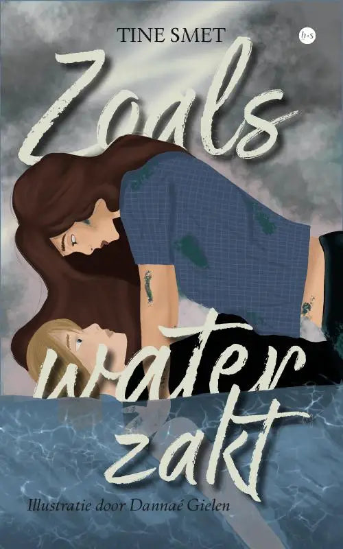 De boekcover van zoals water zakt toont twee vrouwen die elkaar vinden, een met lang bruin haar en een blonde in water