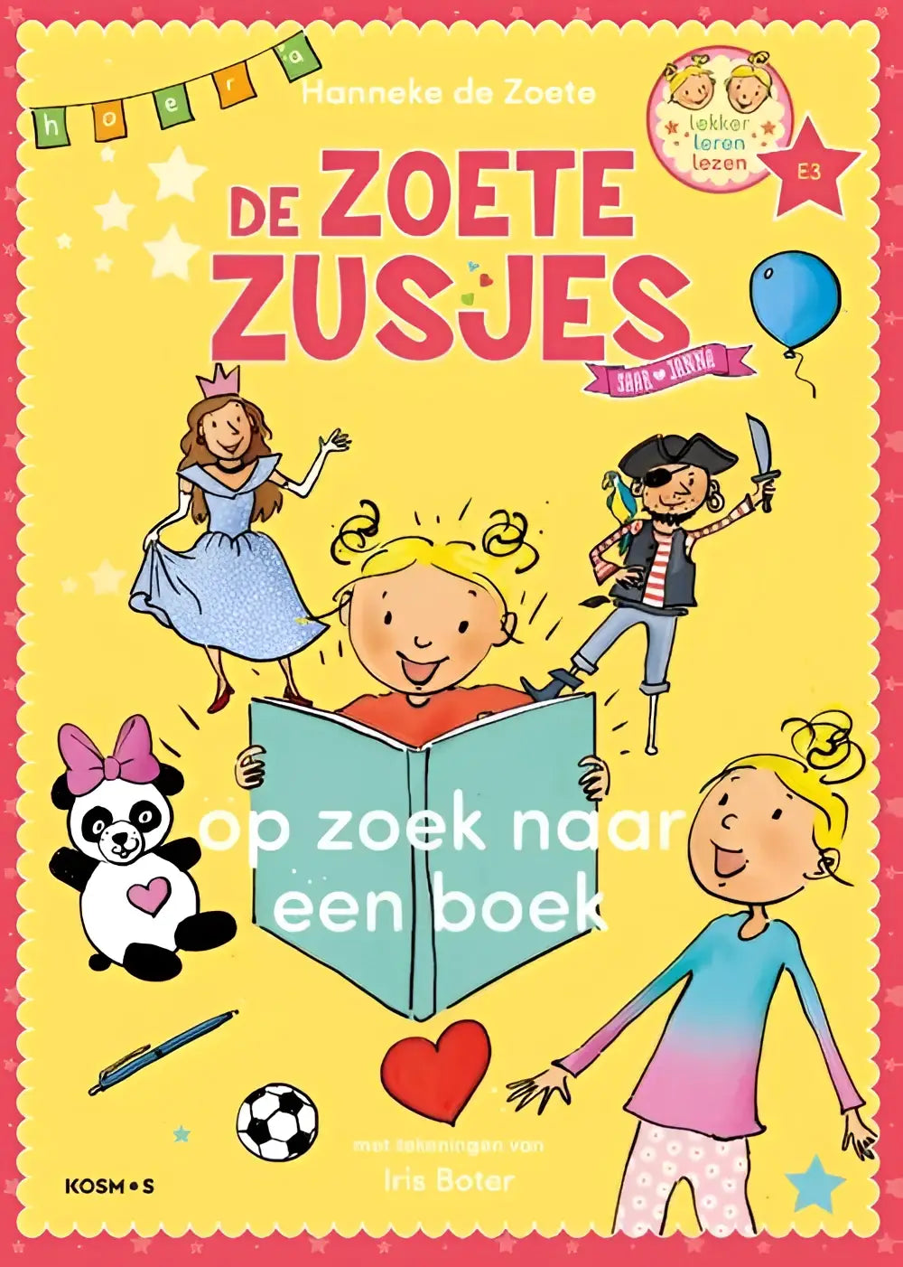 Felgeel kinderboek de zoete zusjes met cartoonillustraties van kinderen en panda voor serie leren lezen