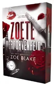 Het boek zoete verdorvenheid toont een rood-zwarte omslag met een mes en het thema meedogenloze obsessie