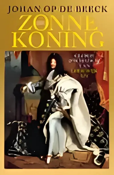 De cover van de zonnekoning glorie schaduw toont een zwart-wit portret van johan van der birk in klassieke kleding